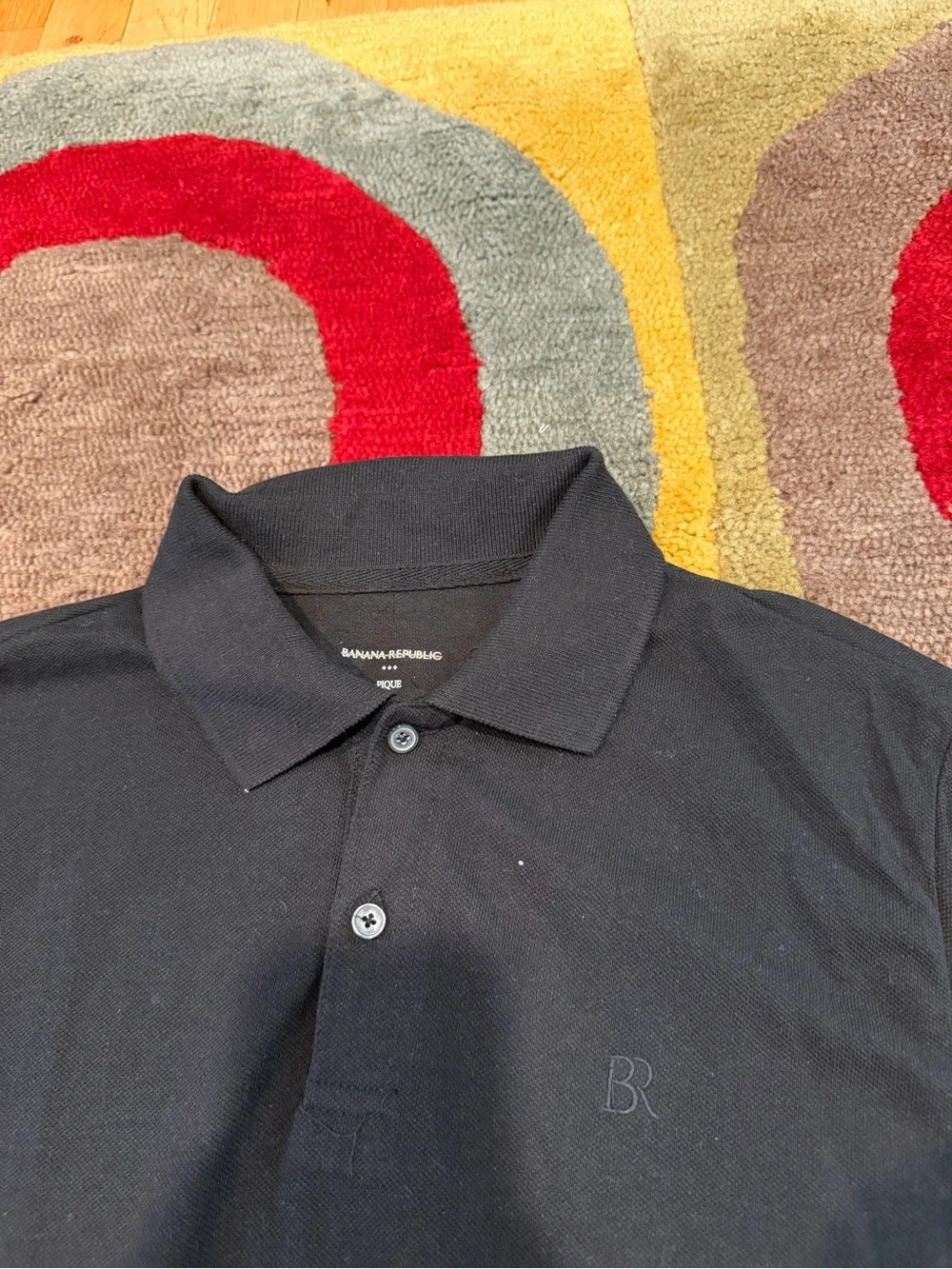 NWT Banana Republic Pique Black Classic Short Sleeve Polo Shirt Men’s Size Small